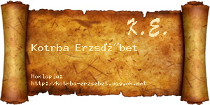Kotrba Erzsébet névjegykártya